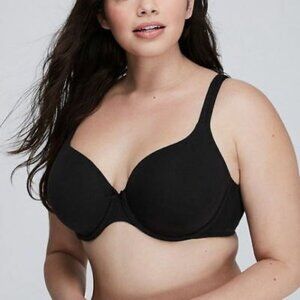 CACIQUE Lightly Lined T-Shirt Bra 42DDD 42F Black Underwire Bra Women Plus Size